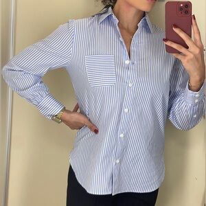 rag & bone Striped Button Down Shirt in Blue and White